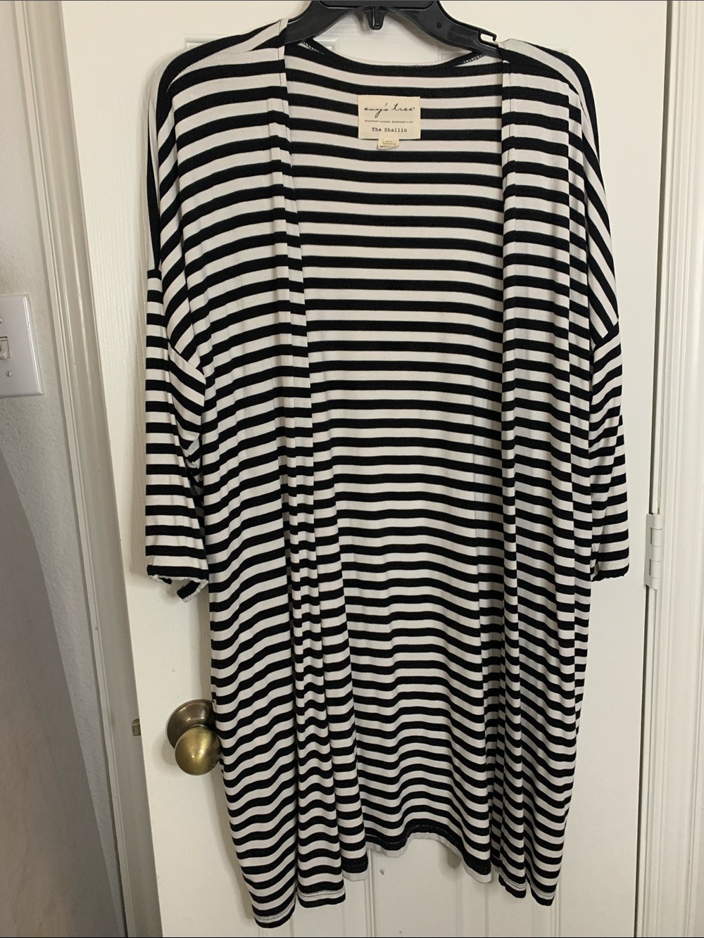evy's tree Black and White Striped Swim Coverup